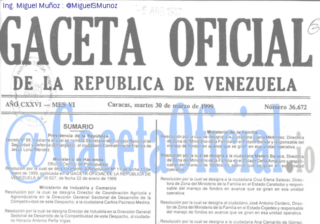 Gaceta Oficial 36672 del 30 Marzo 1999