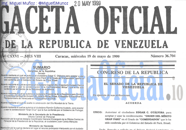 Gaceta Oficial 36704 del 19 Mayo 1999