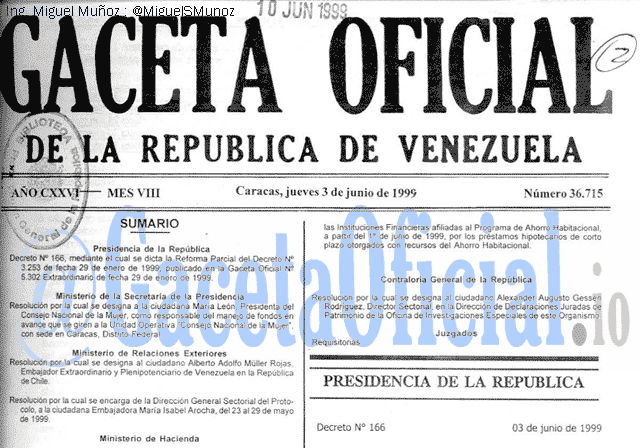 Gaceta Oficial 36715 del 3 Junio 1999