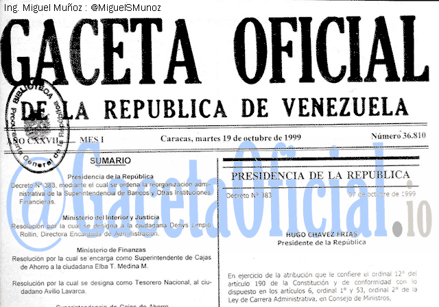 Gaceta Oficial 36810 del 19 Octubre 1999