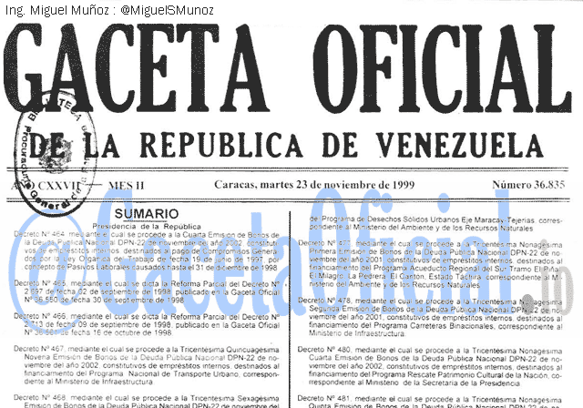 Gaceta Oficial 36835 del 23 Noviembre 1999