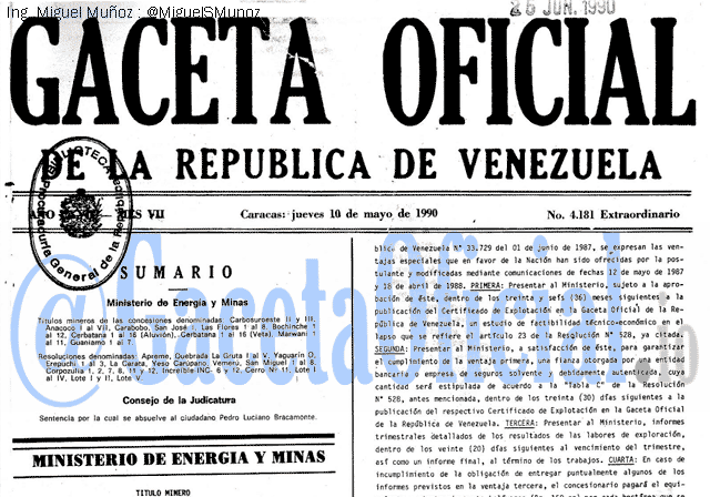 Gaceta Oficial 4181 del 10 Mayo 1990