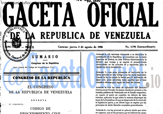 Gaceta Oficial 4196 del 2 Agosto 1990