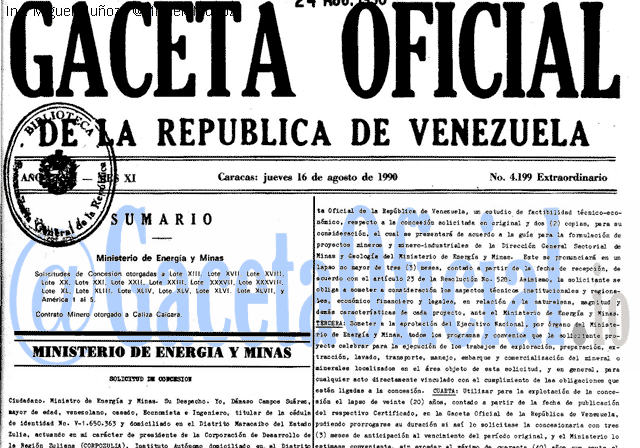 Gaceta Oficial 4199 del 16 Agosto 1990