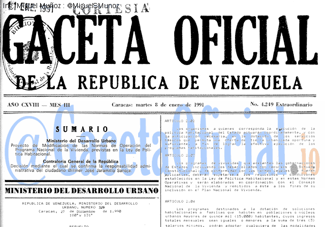 Gaceta Oficial 4249 del 8 Enero 1991