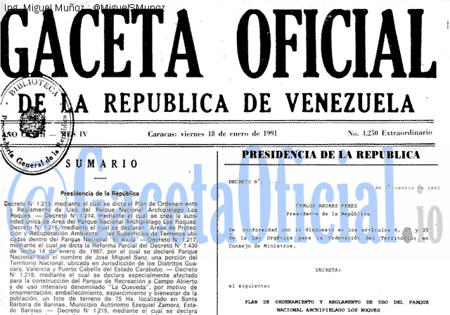 Gaceta Oficial 4250 del 18 Enero 1991