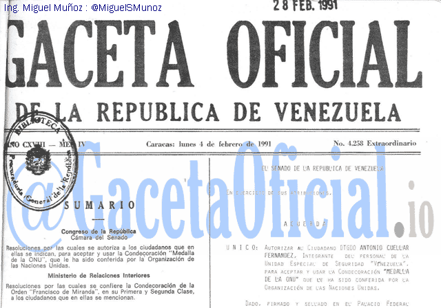 Gaceta Oficial 4258 del 4 Febrero 1991