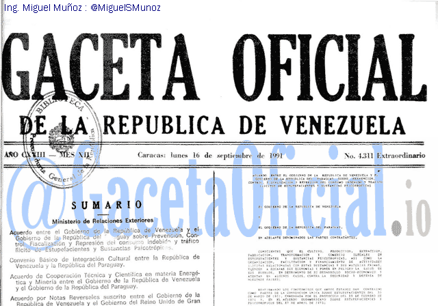 Gaceta Oficial 4311 del 16 Septiembre 1991