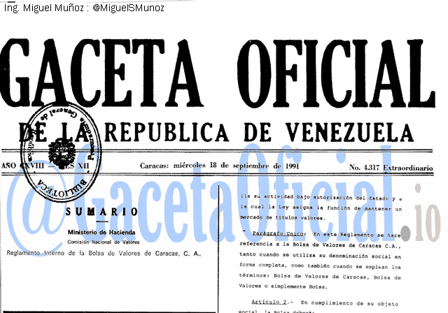 Gaceta Oficial 4317 del 18 Septiembre 1991