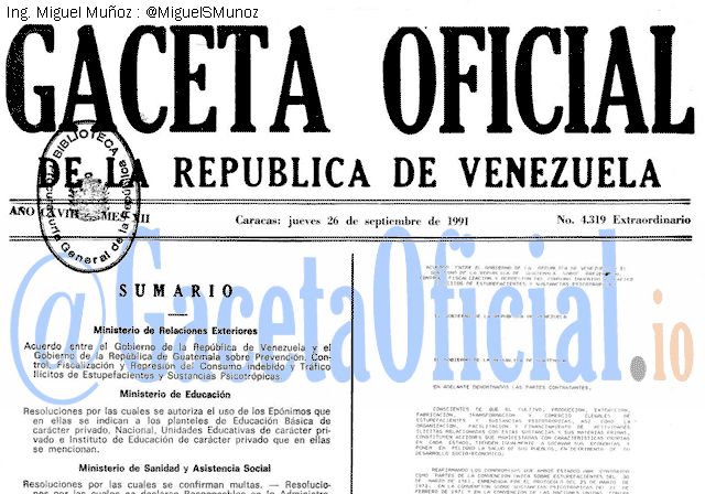 Gaceta Oficial 4319 del 26 Septiembre 1991