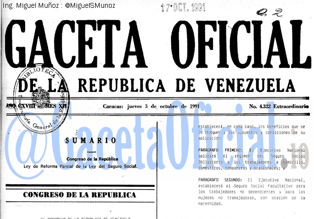 Gaceta Oficial 4322 del 3 Octubre 1991
