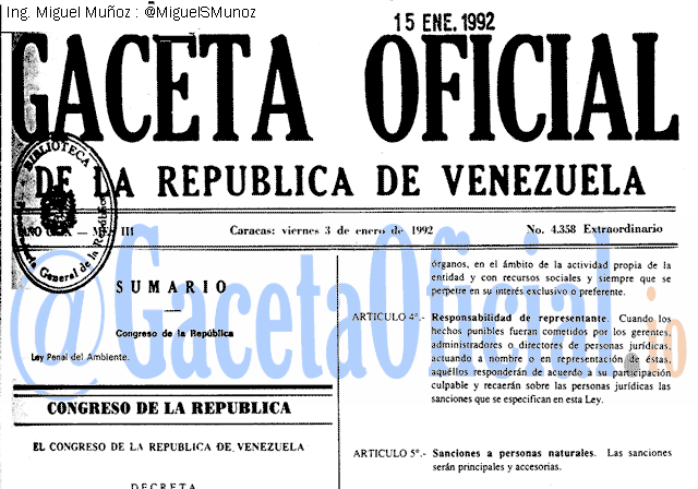 Gaceta Oficial 4358 del 3 Enero 1992
