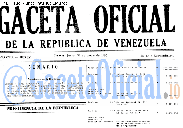 Gaceta Oficial 4378 del 30 Enero 1992
