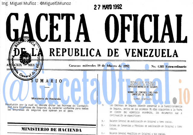 Gaceta Oficial 4383 del 19 Febrero 1992