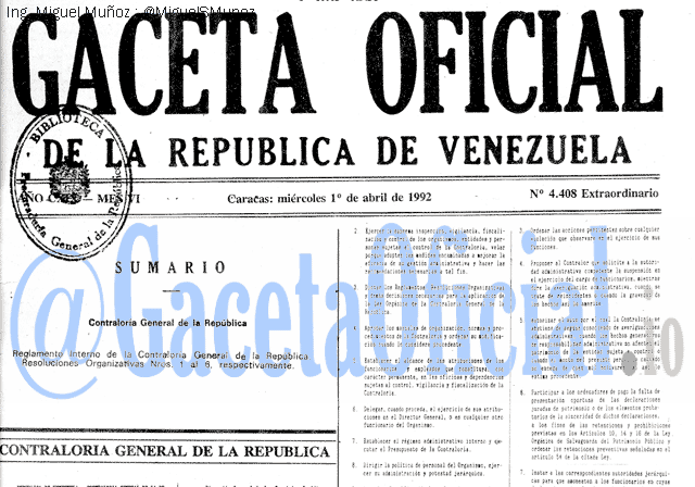 Gaceta Oficial 4408 del 1 Abril 1992