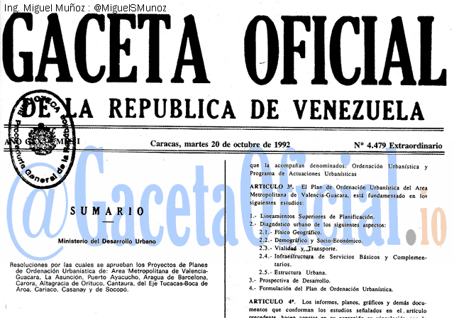 Gaceta Oficial 4479 del 20 Octubre 1992