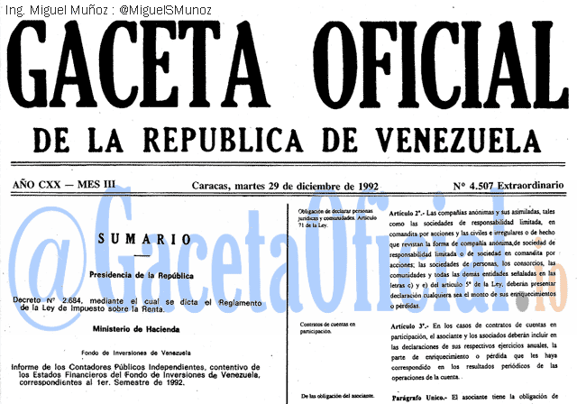 Gaceta Oficial 4507 del 29 Diciembre 1992