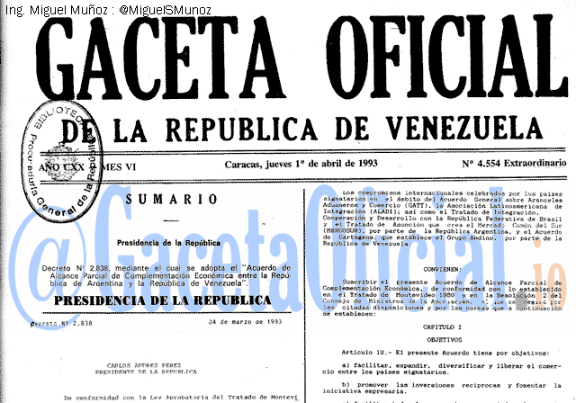Gaceta Oficial 4554 del 1 Abril 1993