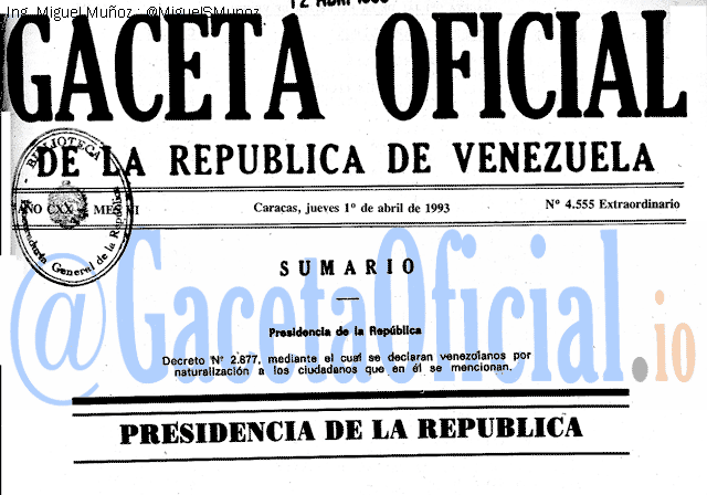 Gaceta Oficial 4555 del 1 Abril 1993