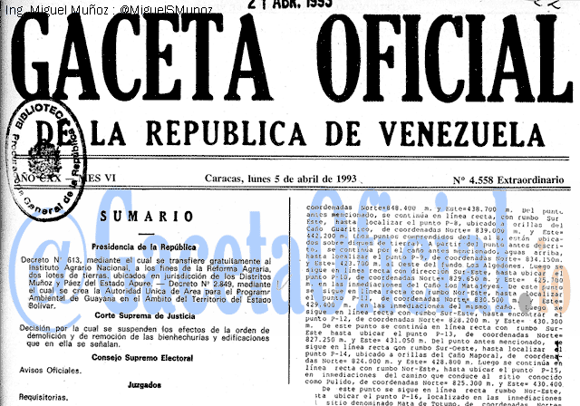 Gaceta Oficial 4558 del 5 Abril 1993