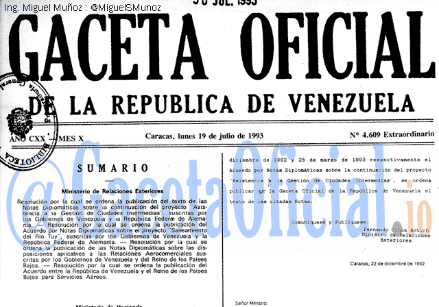 Gaceta Oficial 4609 del 19 Julio 1993
