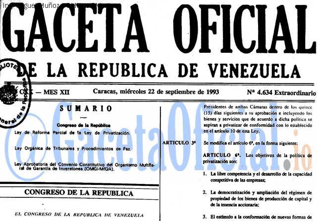 Gaceta Oficial 4634 del 22 Septiembre 1993