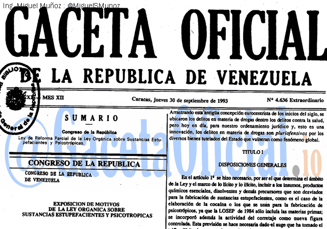 Gaceta Oficial 4636 del 30 Septiembre 1993