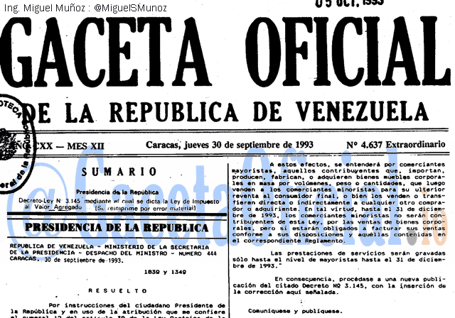 Gaceta Oficial 4637 del 30 Septiembre 1993
