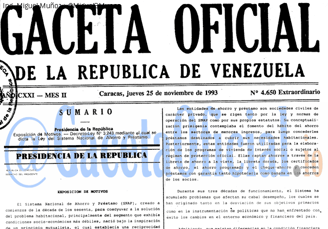 Gaceta Oficial 4650 del 25 Noviembre 1993