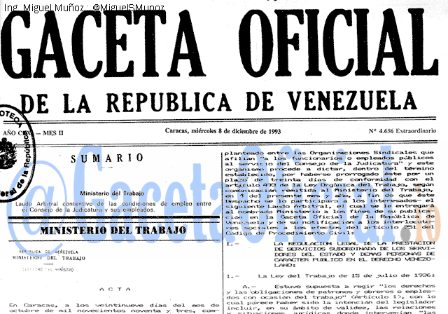Gaceta Oficial 4656 del 8 Diciembre 1993
