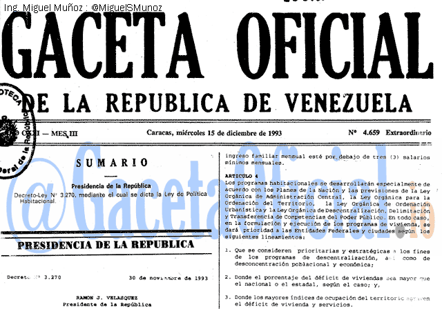 Gaceta Oficial 4659 del 15 Diciembre 1993