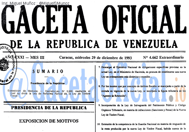 Gaceta Oficial 4662 del 29 Diciembre 1993
