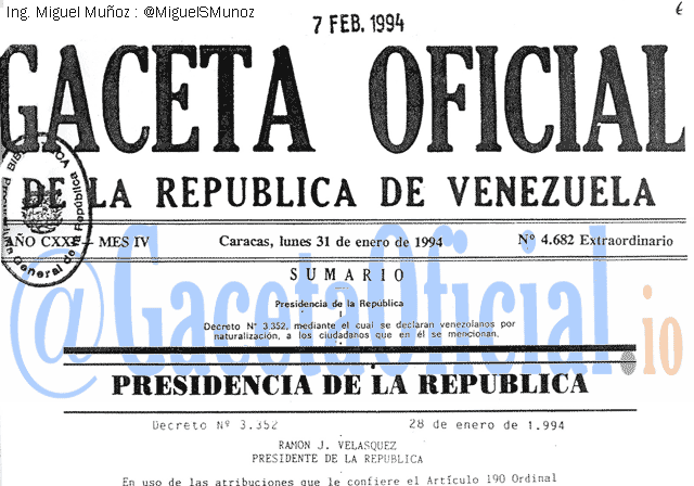 Gaceta Oficial 4682 del 31 Enero 1994