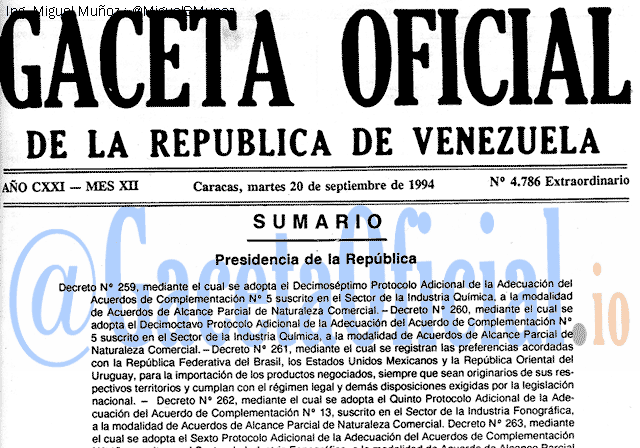 Gaceta Oficial 4786 del 20 Septiembre 1994