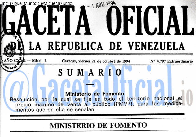 Gaceta Oficial 4797 del 21 Octubre 1994