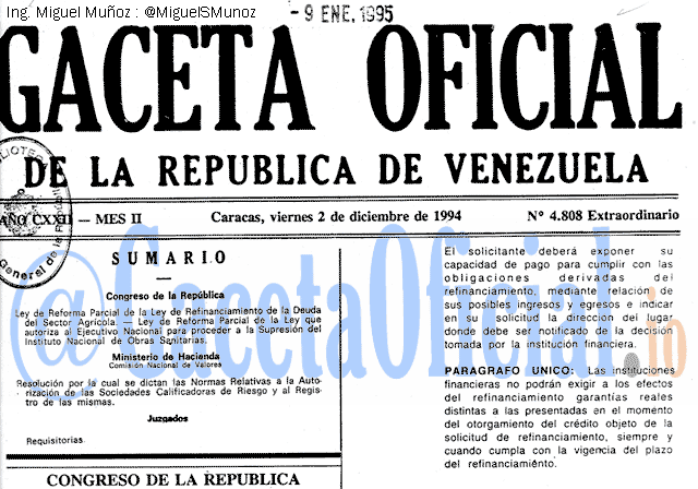 Gaceta Oficial 4808 del 2 Diciembre 1994