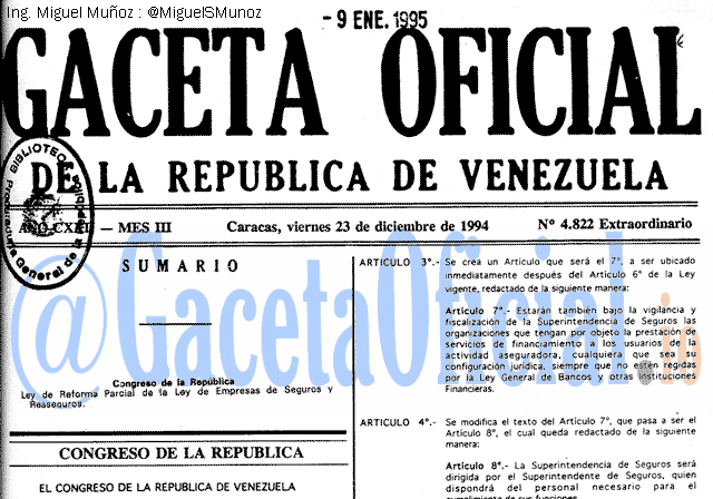 Gaceta Oficial 4822 del 23 Diciembre 1994