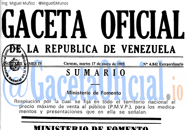 Gaceta Oficial 4842 del 17 Enero 1995
