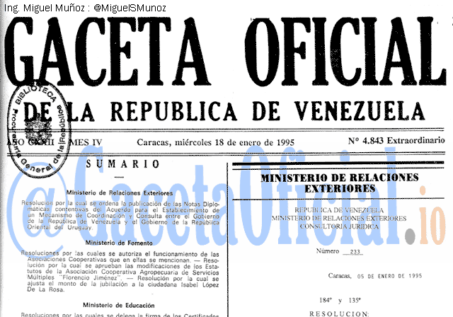Gaceta Oficial 4843 del 18 Enero 1995