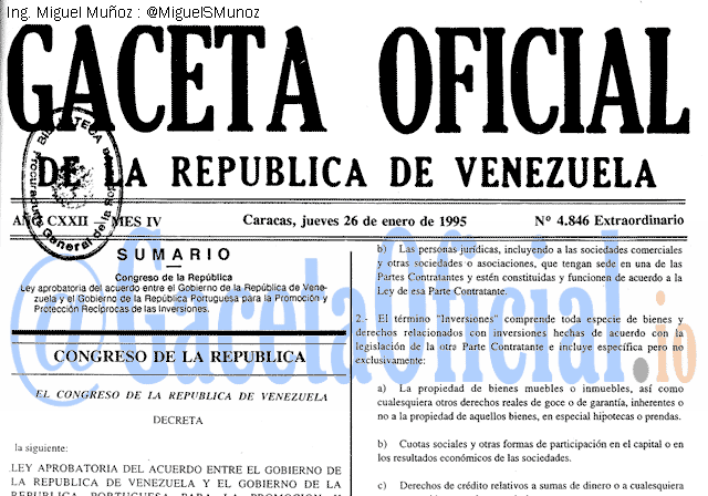 Gaceta Oficial 4846 del 26 Enero 1995