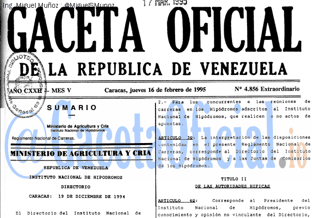 Gaceta Oficial 4856 del 16 Febrero 1995