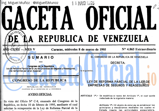 Gaceta Oficial 4865 del 8 Marzo 1995