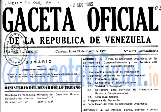 Gaceta Oficial 4874 del 27 Marzo 1995
