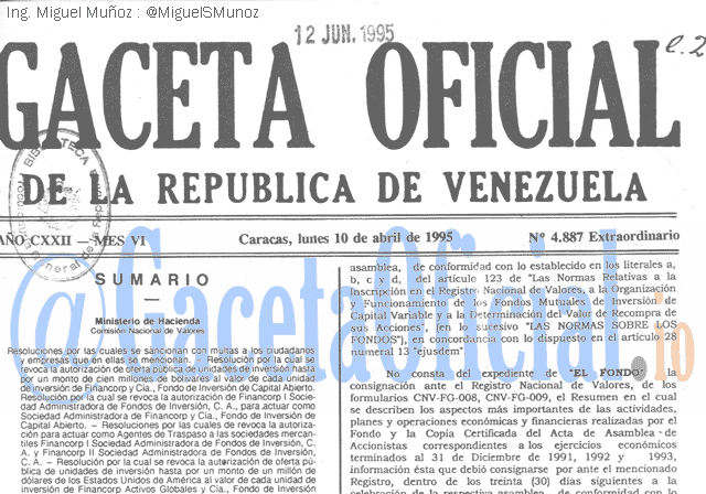Gaceta Oficial 4887 del 10 Abril 1995