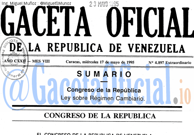 Gaceta Oficial 4897 del 17 Mayo 1995
