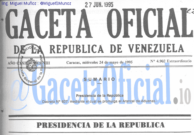 Gaceta Oficial 4902 del 24 Mayo 1995