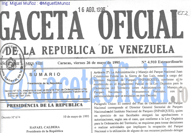 Gaceta Oficial 4910 del 26 Mayo 1995