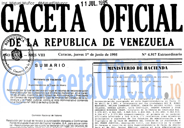 Gaceta Oficial 4917 del 1 Junio 1995