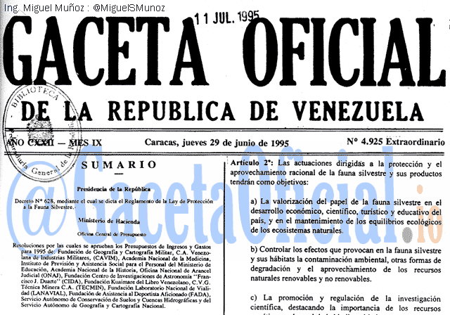 Gaceta Oficial 4925 del 29 Junio 1995