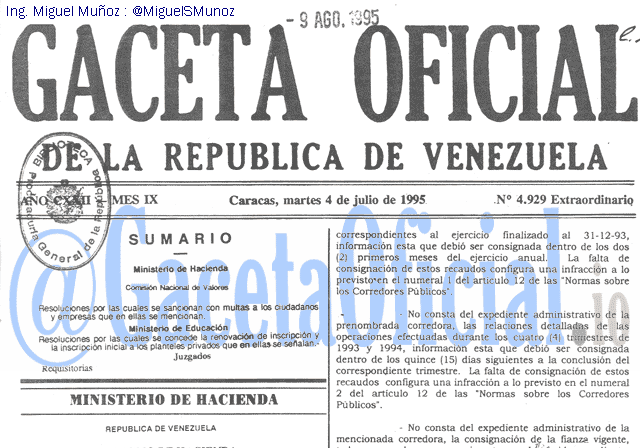 Gaceta Oficial 4929 del 4 Julio 1995